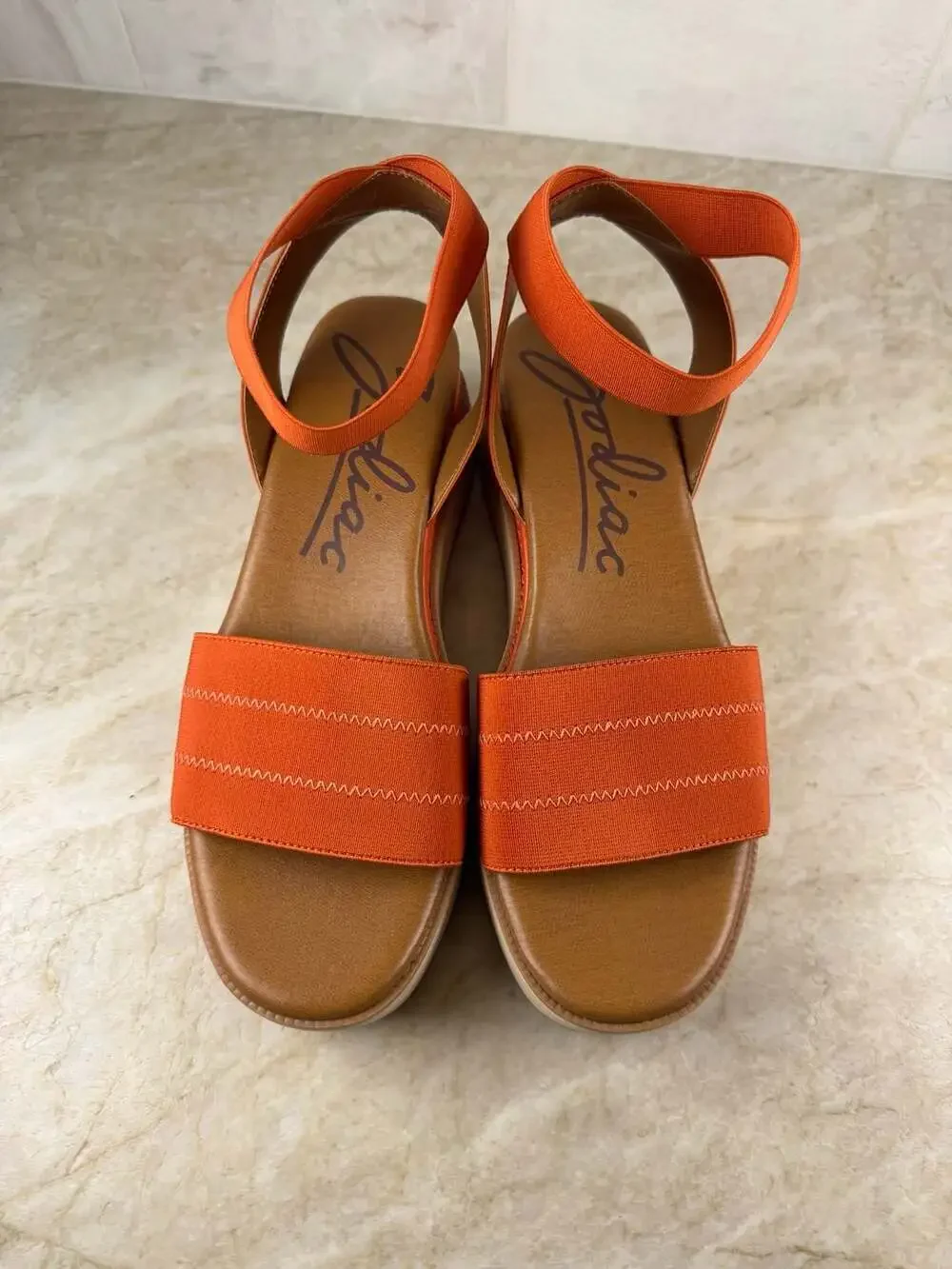 Zodiac Bailee Orange Platform Wedge Ankle Strap Sandals Womens 9M